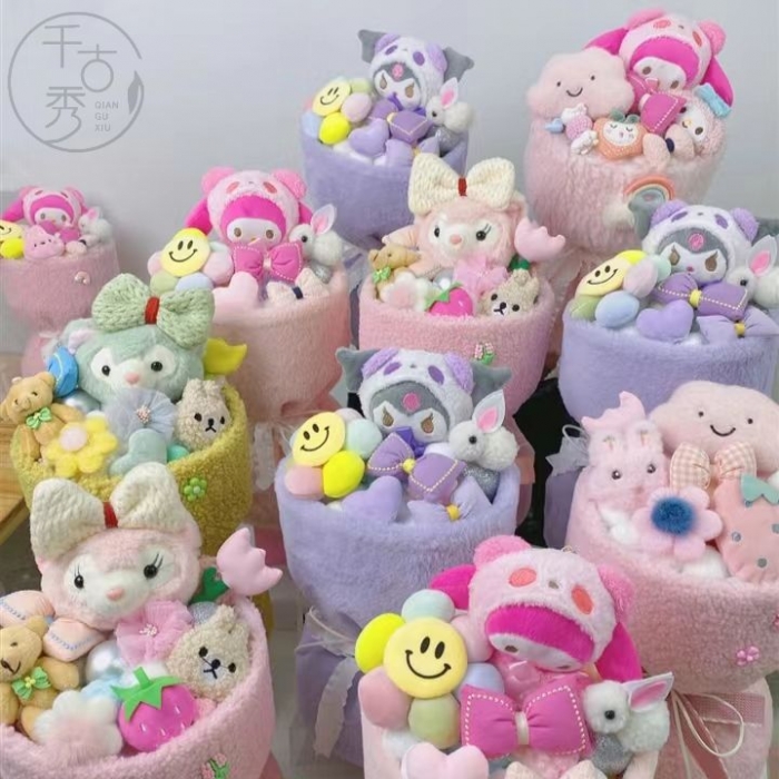 小香风成品花束趴趴熊